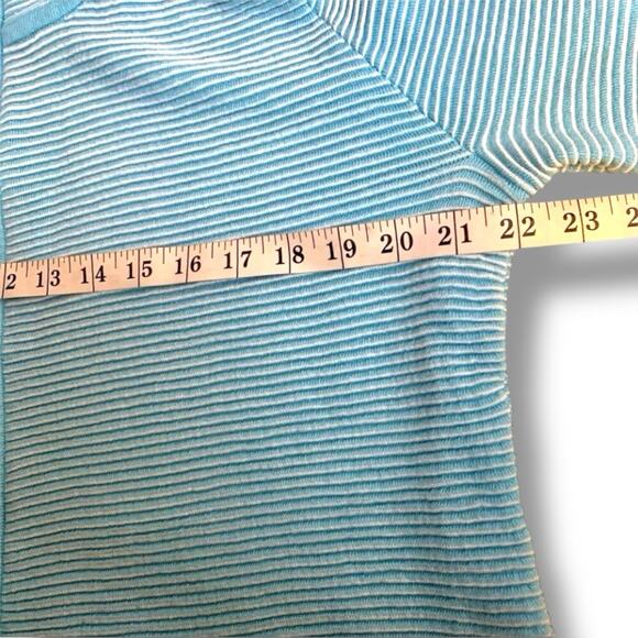 Soft Surroundings Jacket Womens Sz Large Full Zip Striped Leisure Blue Sky Knit - Picture 8 of 9